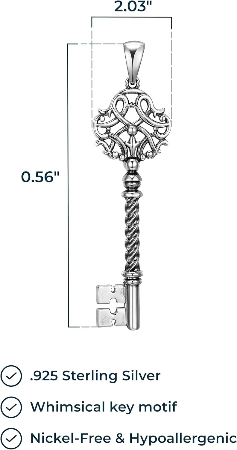 MORGAN & PAIGE Oxidized 925 Sterling Silver Celtic Key Pendant Necklace, 18 inch Hypoallergenic Jewelry Gifts