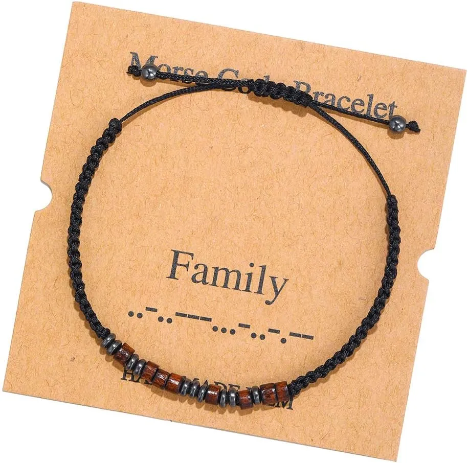 Morse Code Bracelets for Women Men Gifts for Her Best Friend Funny Inspirational Bracelets for Women Jewelry Adjustable Silk Beaded Wrap Bracelet