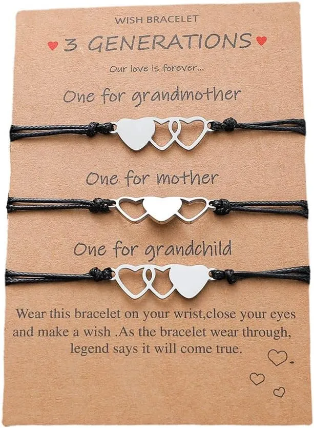Mother Daughter Bracelets Set Valentines Day Jewellery for Mom from Daughters Mommy and Me Matching Heart Wish Bracelets for Women
