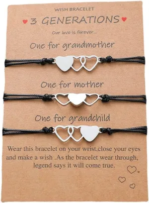 Mother Daughter Bracelets Set Valentines Day Jewellery for Mom from Daughters Mommy and Me Matching Heart Wish Bracelets for Women