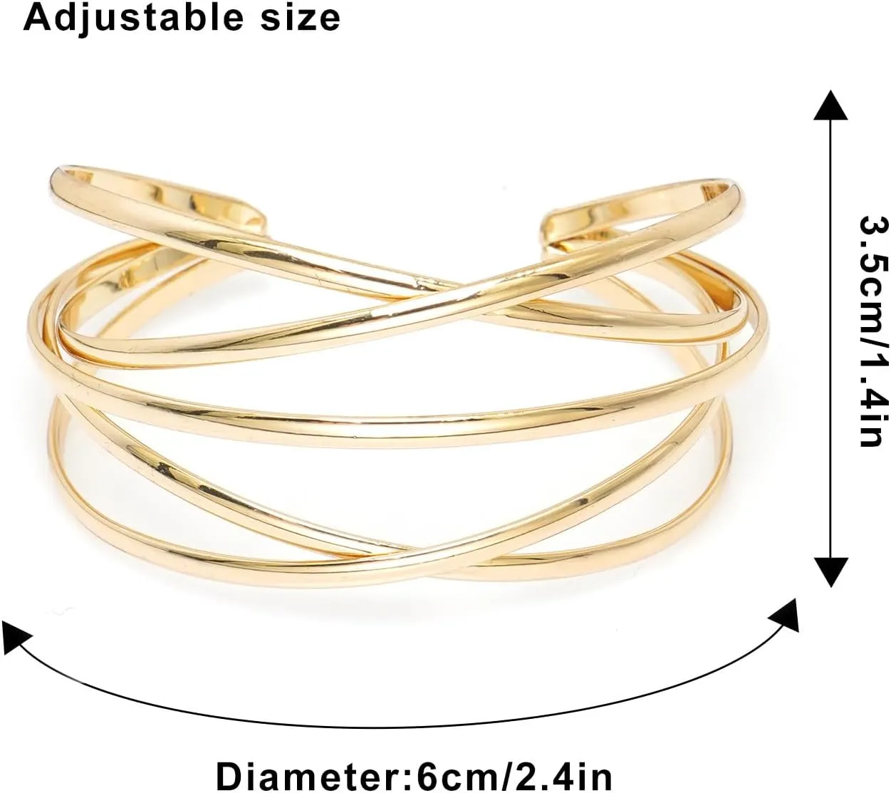 Multi-Layer Cuff Bracelet for Women Cross Wire Bracelets Open Wide Cuff Gold Bangle Bracelet