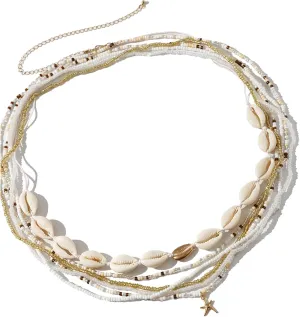 Multi-layered Beaded Belly Chains,Summer Beach Coloful Belly Necklaces Waist Beads Chain Sexy Shell Beads Chain Beaded Bikini Body Jewelry for Women