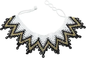 Multicolor Zulu Beaded Bib Necklace - South African Statement Necklace With Maasai Design - Sister Gifts (Color E)
