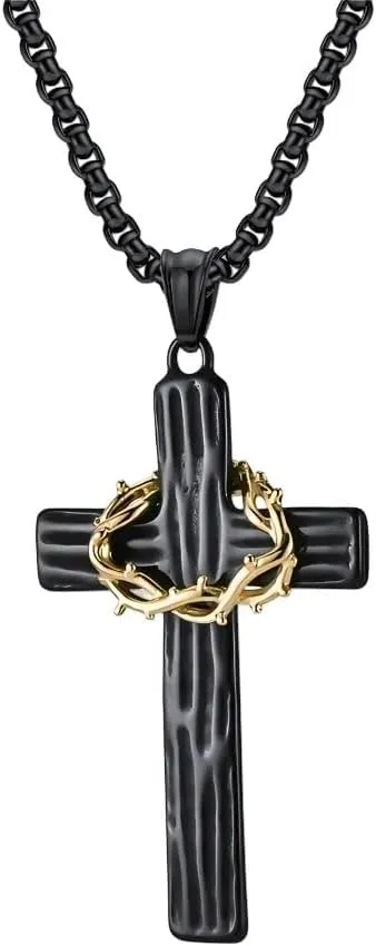 Nail cross necklace - Stainless Steel Pendant Chain Crown of Thorns