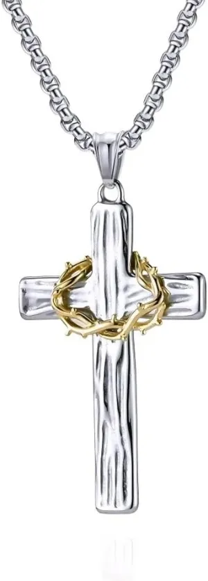 Nail cross necklace - Stainless Steel Pendant Chain Crown of Thorns