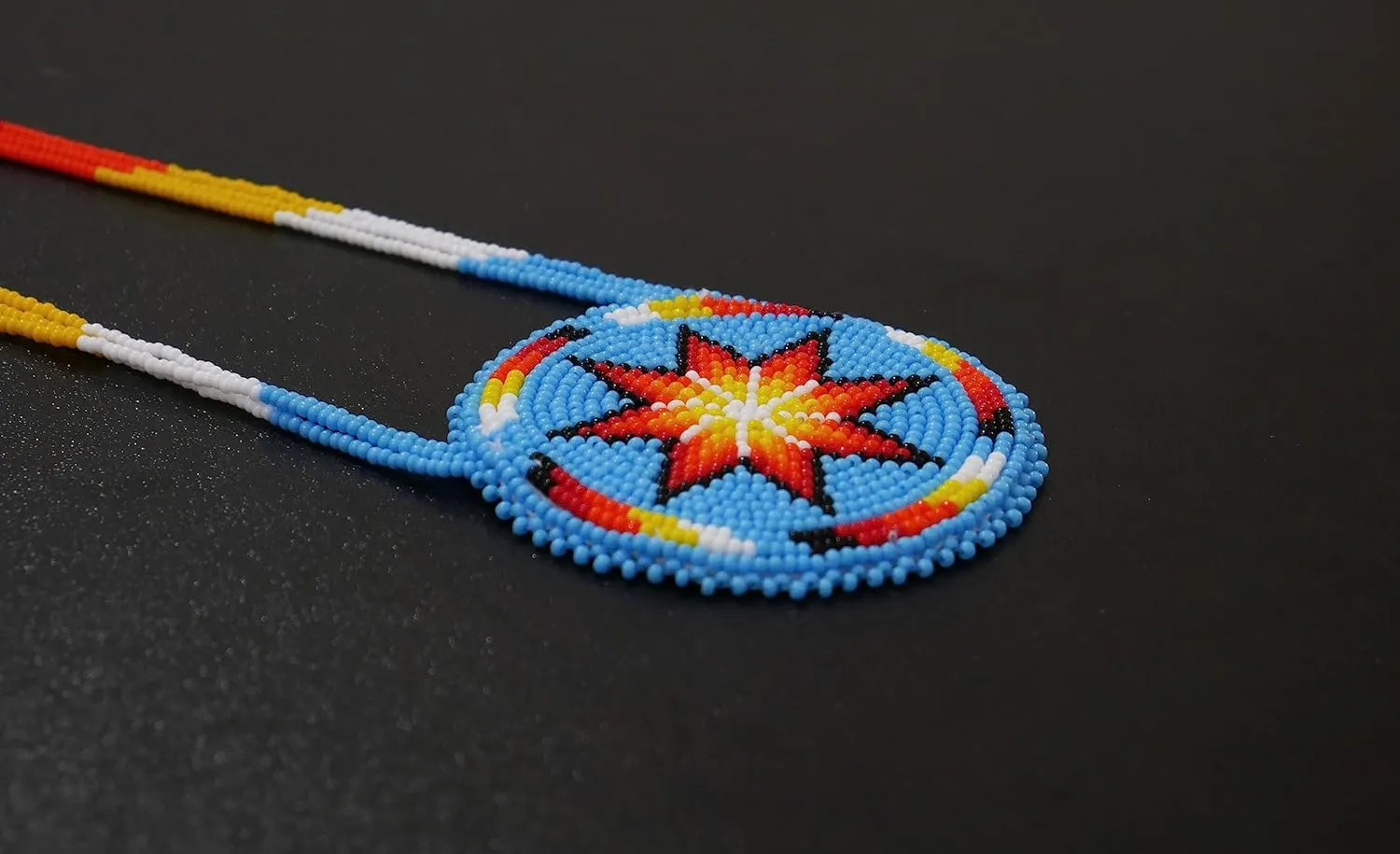 Native American Style Layered Beaded Necklace - Ukrainian Handmade Seed Bead Tribal Ethnic Necklace