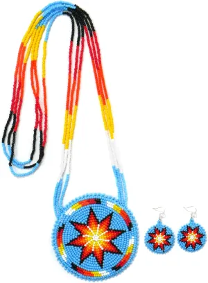 Native American Style Layered Beaded Necklace - Ukrainian Handmade Seed Bead Tribal Ethnic Necklace