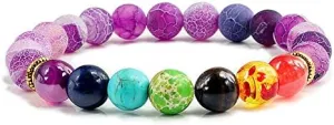 natural stone tiger eye 7 chakra bracelets & bangles yoga balance beads prayer elastic bracelet men