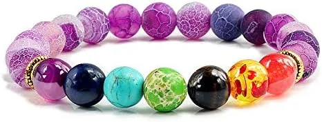 natural stone tiger eye 7 chakra bracelets & bangles yoga balance beads prayer elastic bracelet men