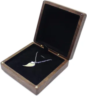 Natural Walnut Wooden Pendant Necklace Gift Box Pendant Storage Case Jewelry Display Box for Anniversary Propose Birthday Christmas Valentine's Day Gift