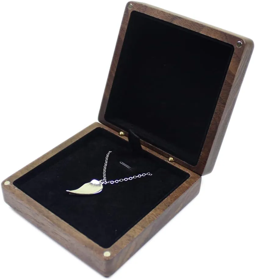 Natural Walnut Wooden Pendant Necklace Gift Box Pendant Storage Case Jewelry Display Box for Anniversary Propose Birthday Christmas Valentine's Day Gift