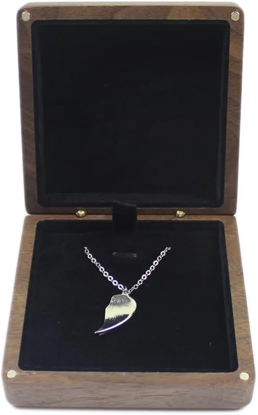 Natural Walnut Wooden Pendant Necklace Gift Box Pendant Storage Case Jewelry Display Box for Anniversary Propose Birthday Christmas Valentine's Day Gift