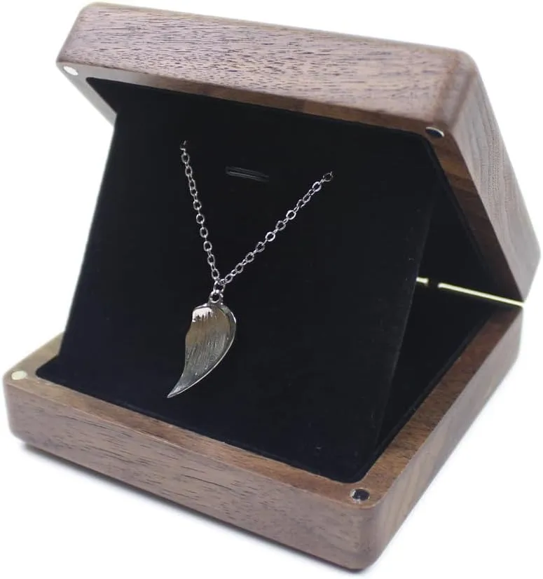 Natural Walnut Wooden Pendant Necklace Gift Box Pendant Storage Case Jewelry Display Box for Anniversary Propose Birthday Christmas Valentine's Day Gift