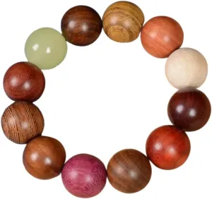 Natural Wood Beads Bracelet for Men and Women, Round Beads Stretch Bracelet Unisex Prayer Bead