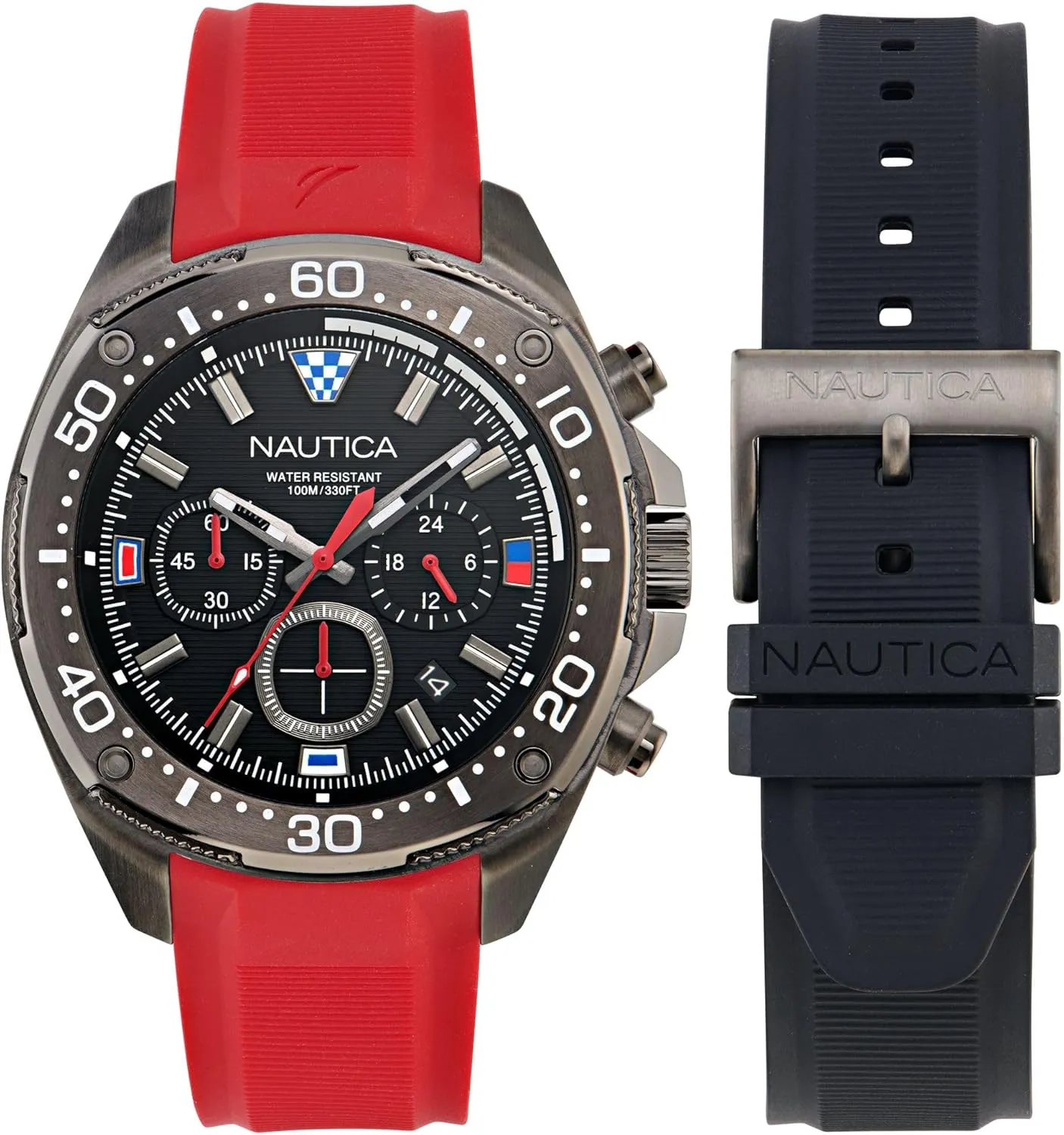 Nautica NCT Blue SAIL Silicone Strap Watch Box Set