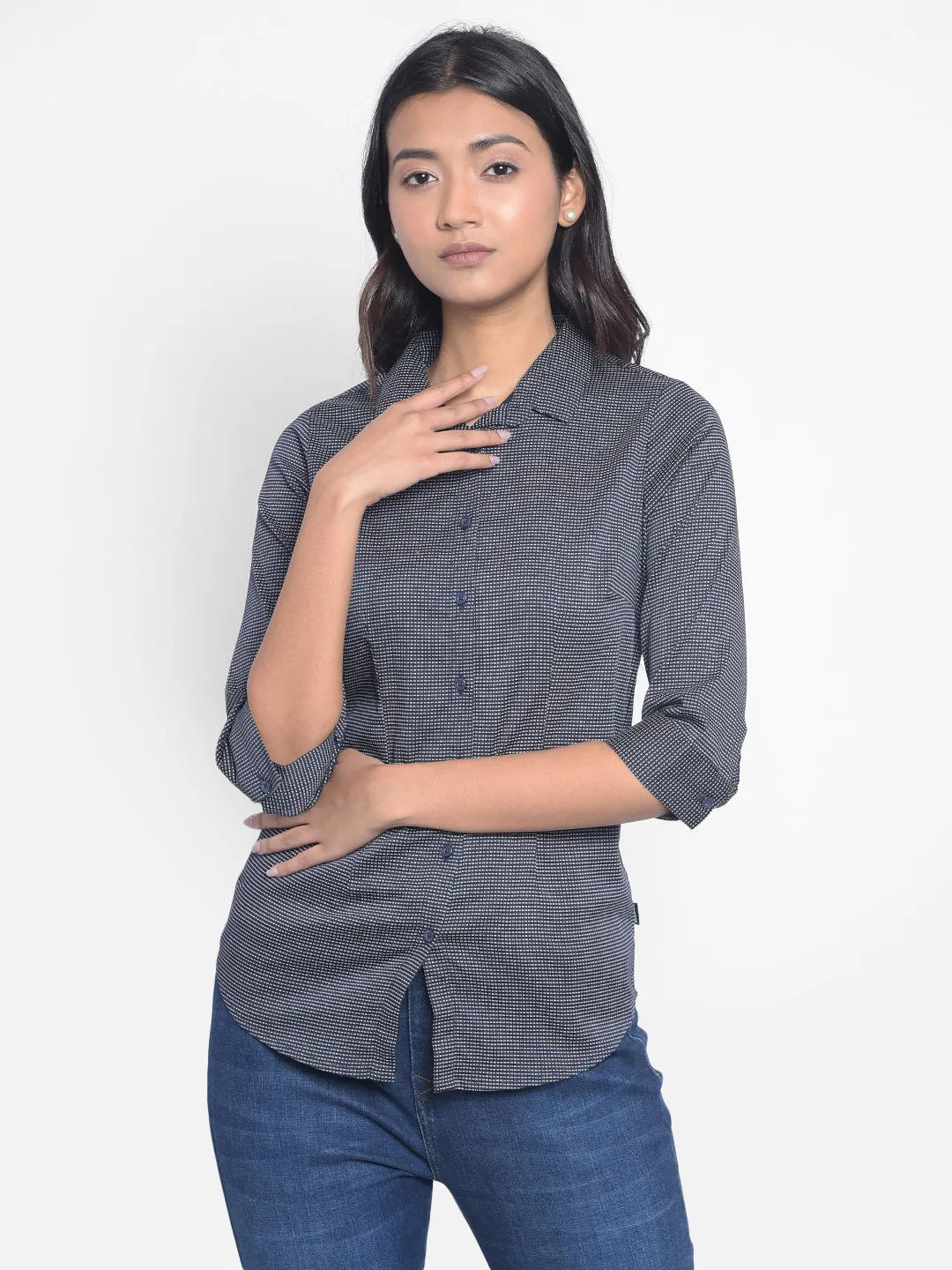 Navy Blue Printed Shirts