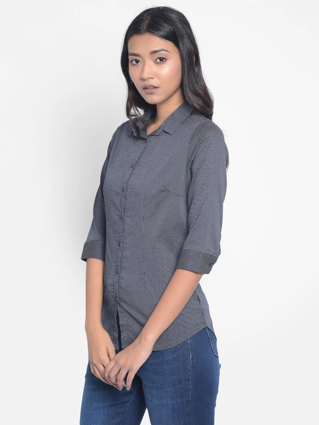 Navy Blue Printed Shirts