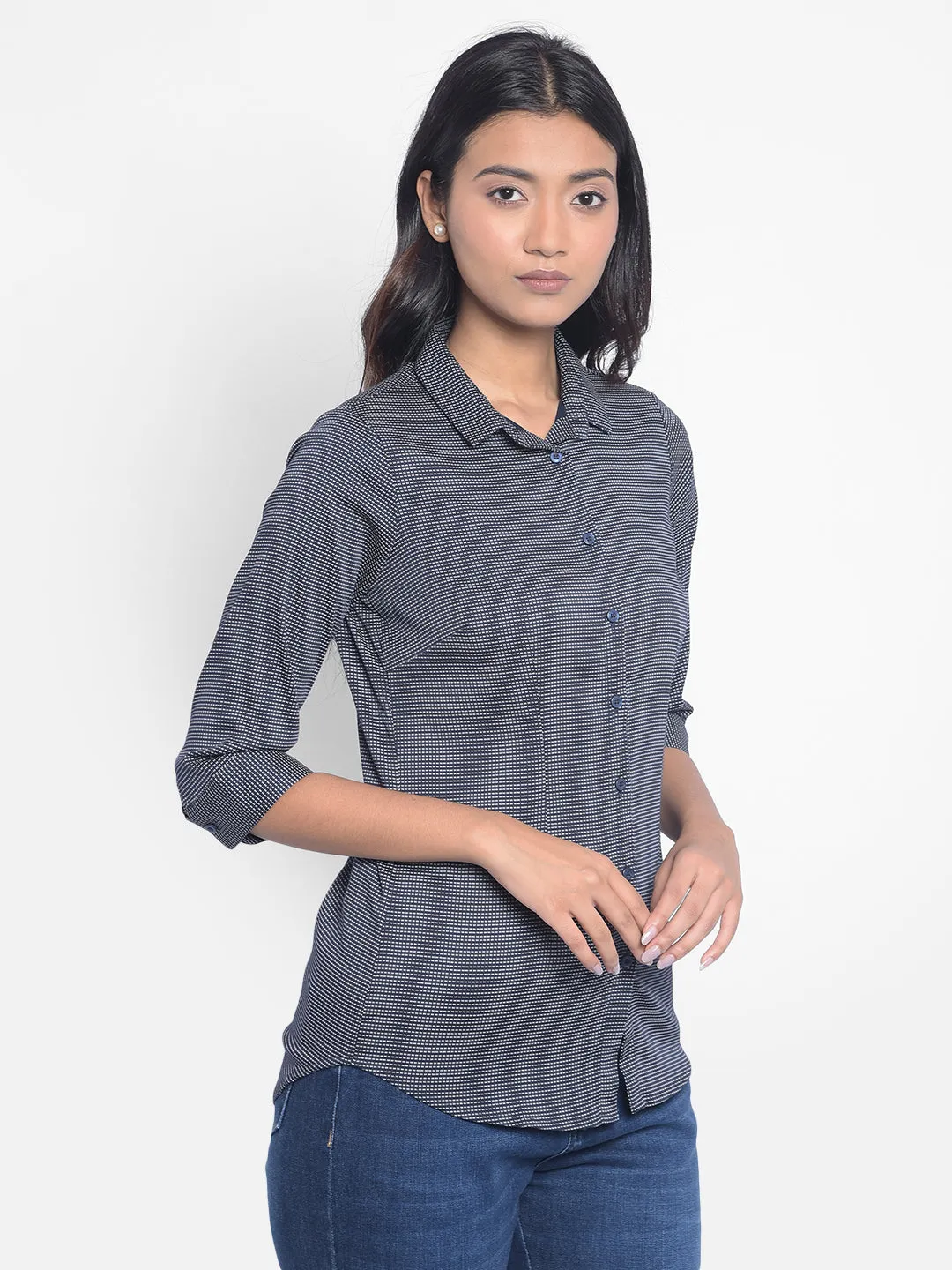 Navy Blue Printed Shirts