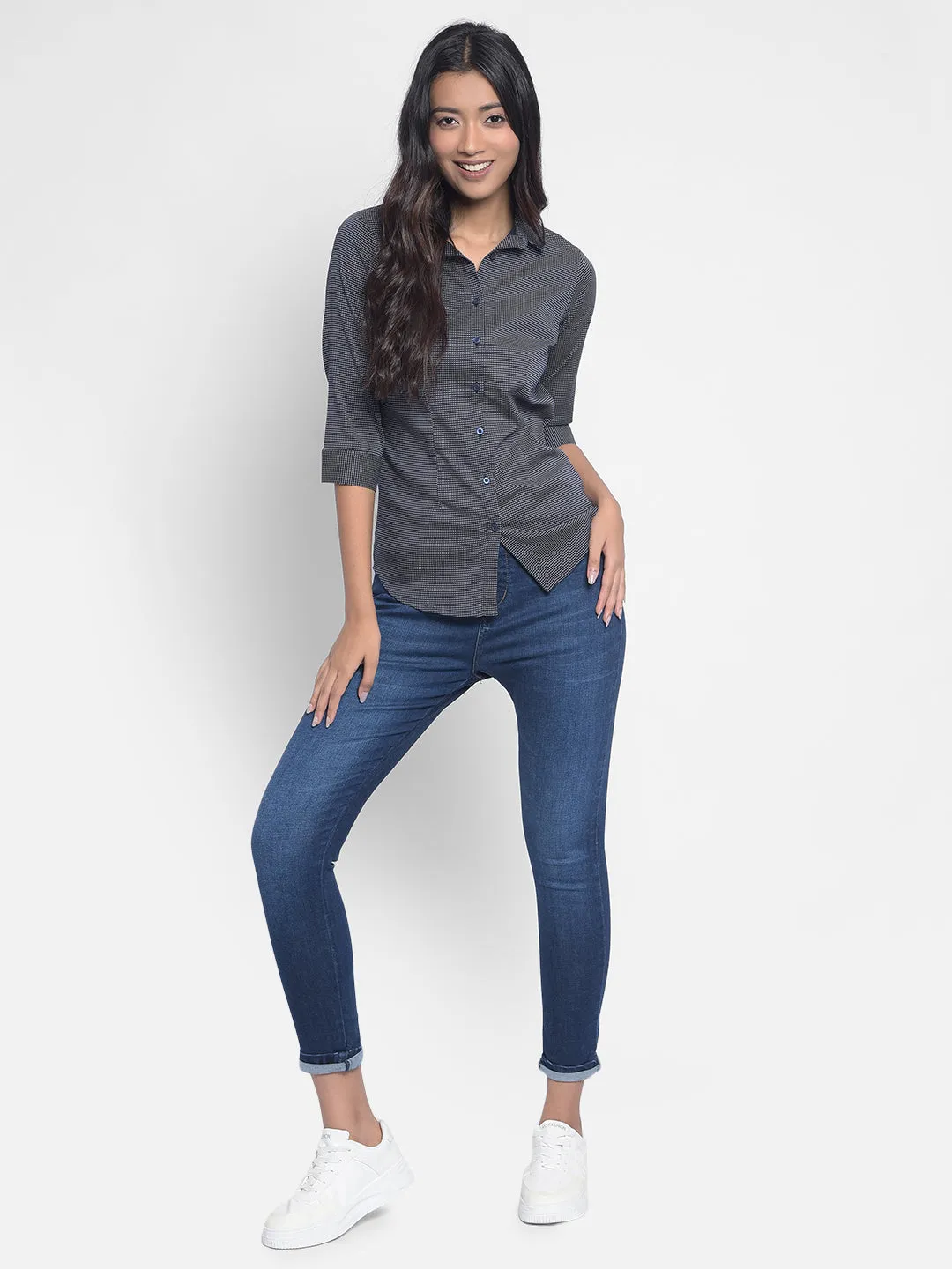 Navy Blue Printed Shirts