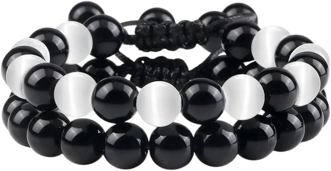 New 2025 Unisex Fashion Men Bracelet Set Natural Black Obsidian Tiger Eye Bead Bracelets Couples Prayer Bangles Women Soul Jewelry Findings Gifts Trendy Accessories Creative Gift For Women And Men
