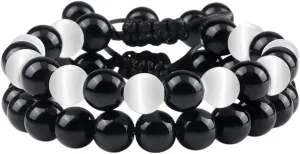 New 2025 Unisex Fashion Men Bracelet Set Natural Black Obsidian Tiger Eye Bead Bracelets Couples Prayer Bangles Women Soul Jewelry Findings Gifts Trendy Accessories Creative Gift For Women And Men