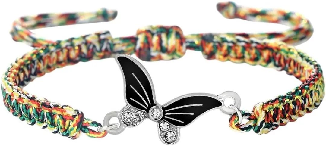 New 2025 Unisex Stainles Stell Fashion Handmade Rope Bangles Butterfly Pendant Bracelet Jewelry For Women Men Prayer Woven Unisex Gift Red Lucky Trendy Accessories Creative For Women And Men