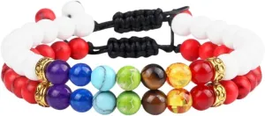 New 2026 Unisex 2Pcs/Set Bead 7 Bracelets&bangles Buddha Prayer Elastic Couple Distance Bracelets For Women Men Pulseira Masculina Jewery Jewelry Fashion Trendy Accessories Creative Gift And