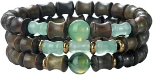 New 2026 Unisex 3Pcs/Set Men Beaded Bracelets Bamboo Joint Shape Natural Agate Wooden Beads Bangles Stretch Bracelet Women Prayer Gift Jewelry Findings Fashion Trendy Accessories Creative For And