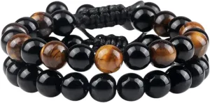 New 2026 Unisex Fashion Men Bracelet Set Natural Black Obsidian Tiger Eye Bead Bracelets Couples Prayer Bangles Women Soul Jewelry Findings Gifts Trendy Accessories Creative Gift For Women And Men