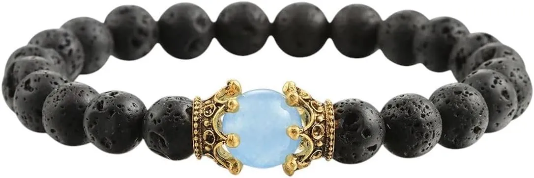 New 2026 Unisex Fashion Natural Stone Crown Beaded Bracelets Handmade Charm Distance Energy Bangles Yoga Lucky Women Men Gifts Prayer Jewelry Trendy Accessories Creative Gift For Women And Men
