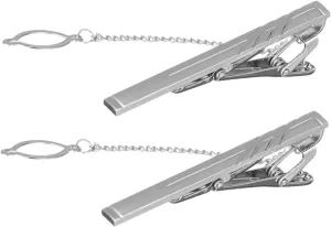 NOLITOY 2pcs Men's Tie Clips Stylish Tie Bars for Formal Events Business Weddings Metal Necktie Clasp