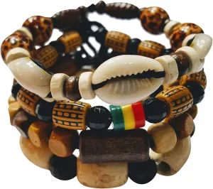 Novarena 1-24 Pcs Adjustable Length African Bracelets and Necklaces for Men Women Beaded Bracelets Multi Layer Ethnic Tribal Traditional