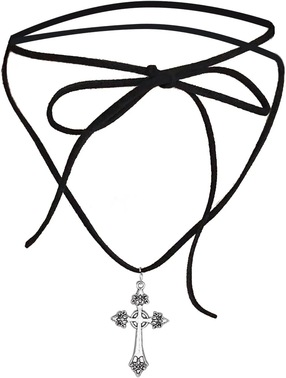 NUEAYMS Delicate Cross Pendant Choker Cross Tie Choker Cross Strap Necklaces Alloy Material Religious Jewelry Gift for Woman
