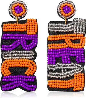 NVENF Halloween Earrings for Women, Trick Treat Beaded Earrings, Halloween Accessories Outfit Gifts for Women, Costume Party Favors