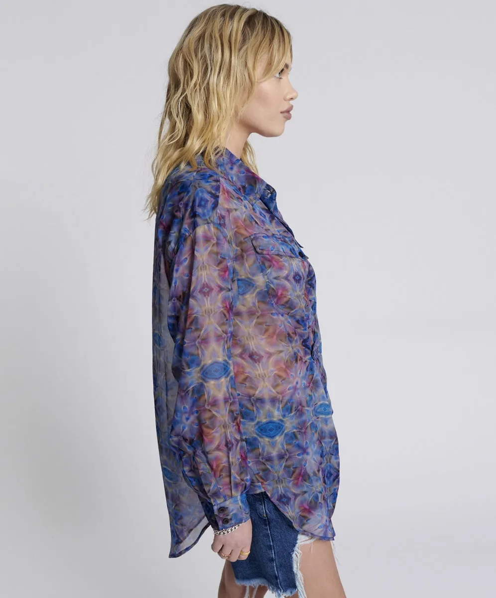 ONE TEASPOON Womens Cymatic Reflections Utility Shirt Blue