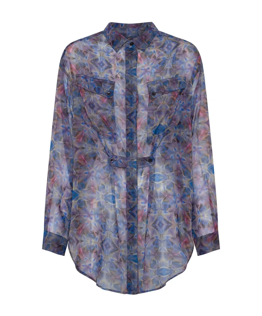 ONE TEASPOON Womens Cymatic Reflections Utility Shirt Blue
