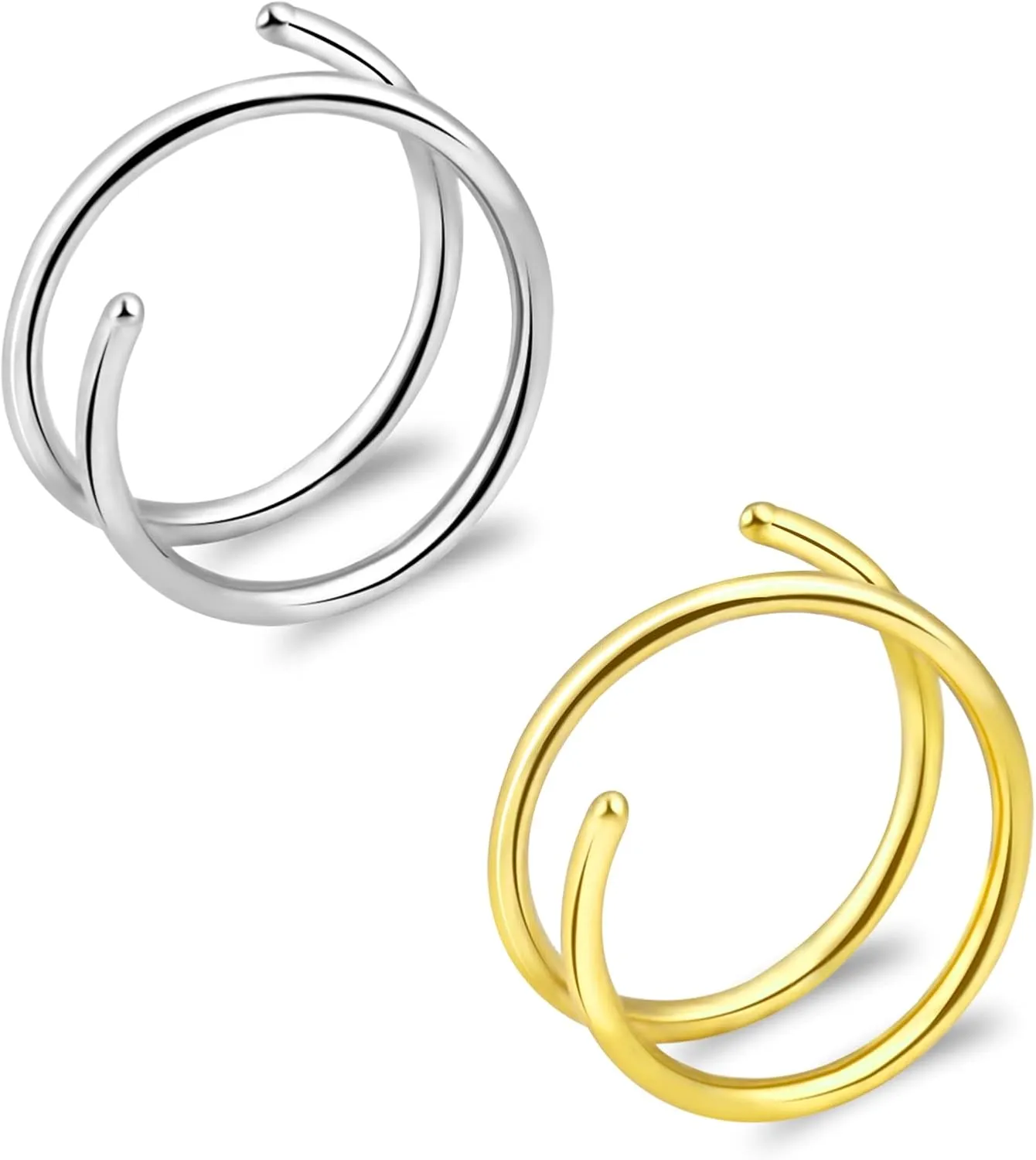 ONESING 20G Double Nose Ring Hoop for Single Piercing - 2-36 Pcs Jewelry for Women
