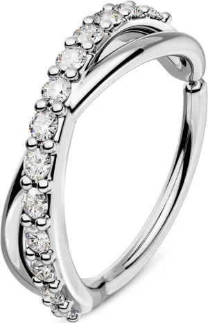 OUFER Nose Rings 20G, Cross Double Hoop Nose Rings Silver Seamless Open Nose Rook Daith Piercing Jewelry Stainless Steel Nose Rings for Women Men