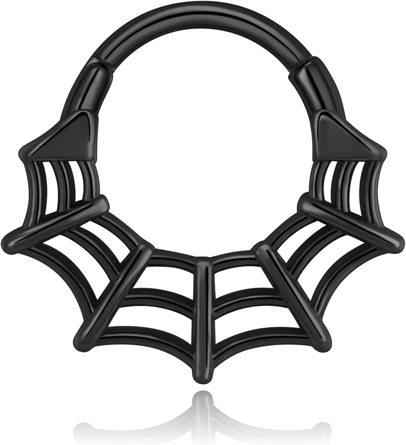 Oyaface 16G Stainless Steel Spider Web Hinged Segment Ring Black/Silver Nose Hoop Cartilage Earrings Daith Helix Tragus Conch Piercing Jewelry for Women and Men,8MM/10MM