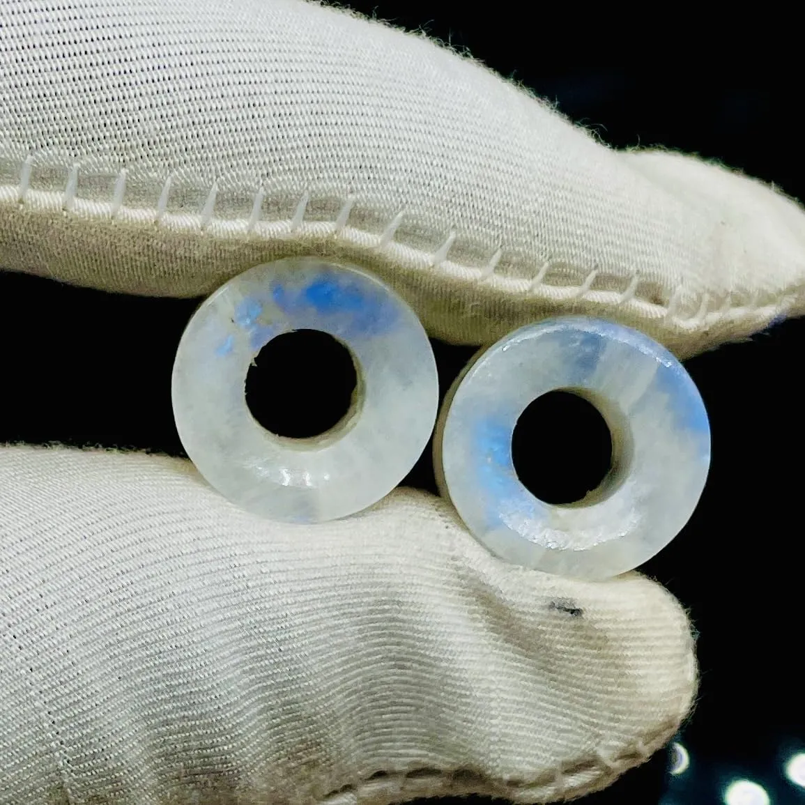 Pair of Natural Rainbow White Moonstone Handmade Double Flared Ear Gauges Plug Tunnel, 6g (4mm) to 13/16 inch (20mm), Customized Size Wholesale Available (5/8 (16mm))