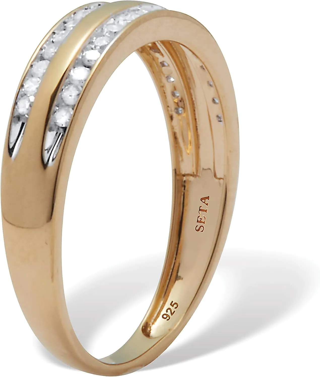 Palm Beach Jewelry .24 TCW Diamond 18K Gold-Plated Sterling Silver Band Ring