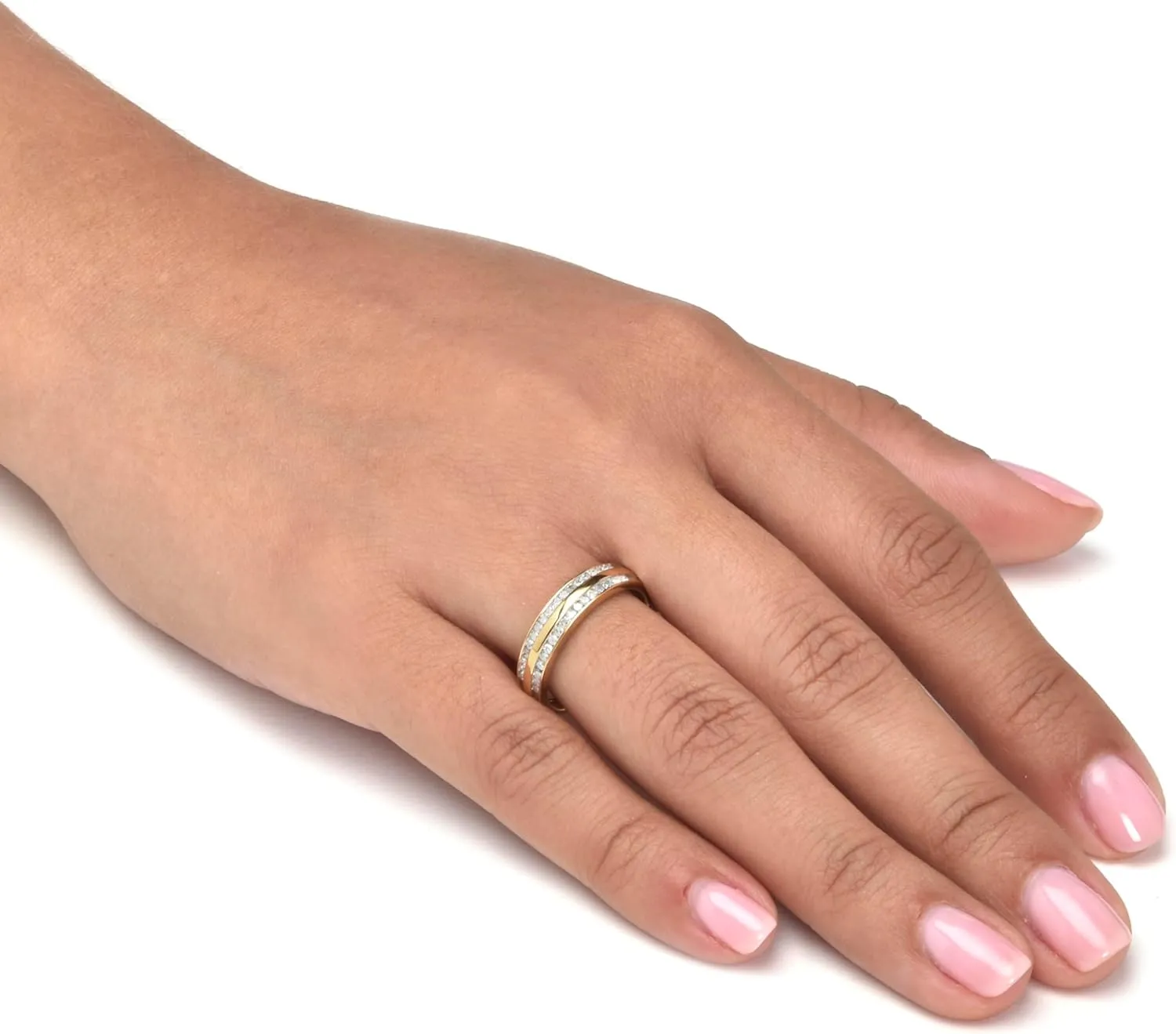 Palm Beach Jewelry .24 TCW Diamond 18K Gold-Plated Sterling Silver Band Ring
