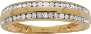 Palm Beach Jewelry .24 TCW Diamond 18K Gold-Plated Sterling Silver Band Ring