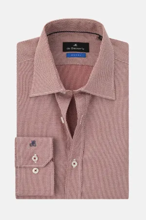 patterned Dark Red  & White Cotton Smart Casual Shirt