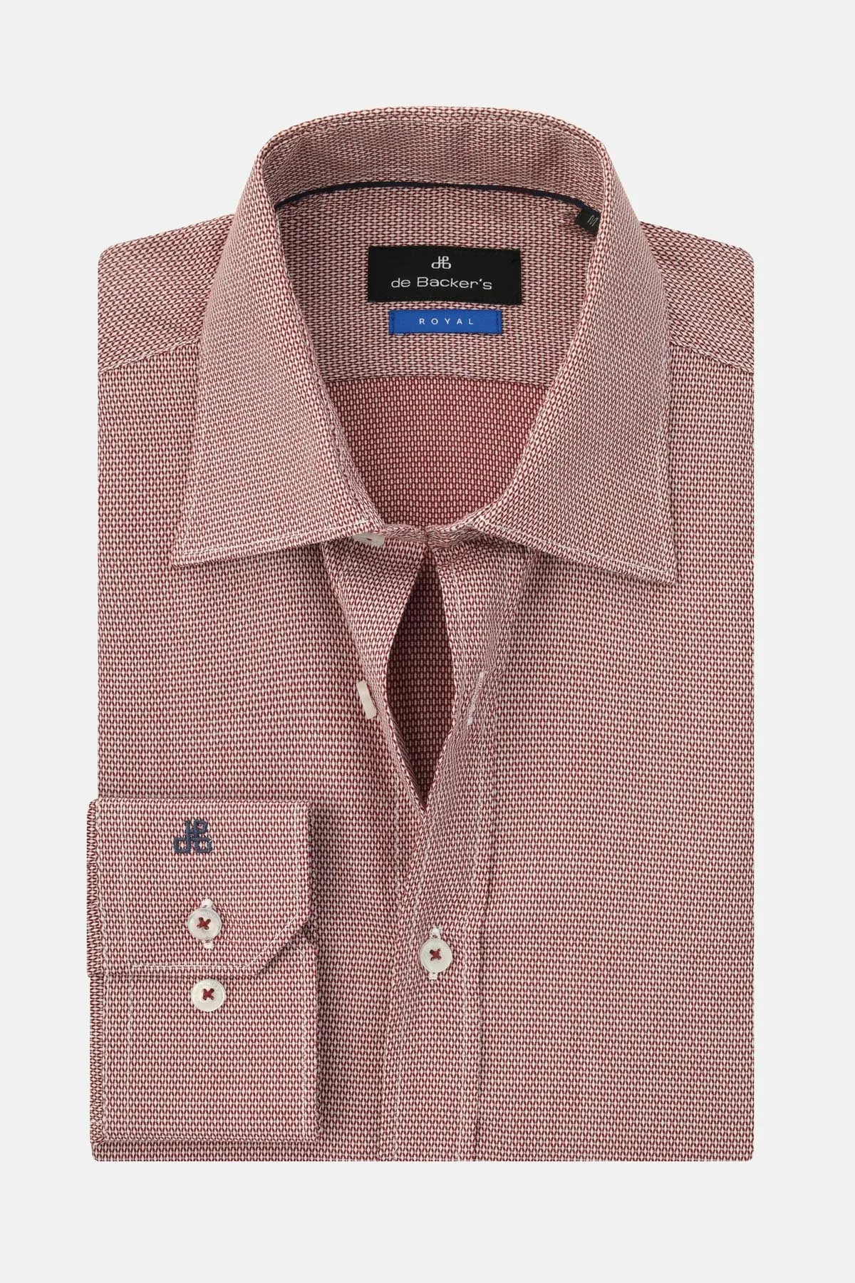 patterned Dark Red  & White Cotton Smart Casual Shirt