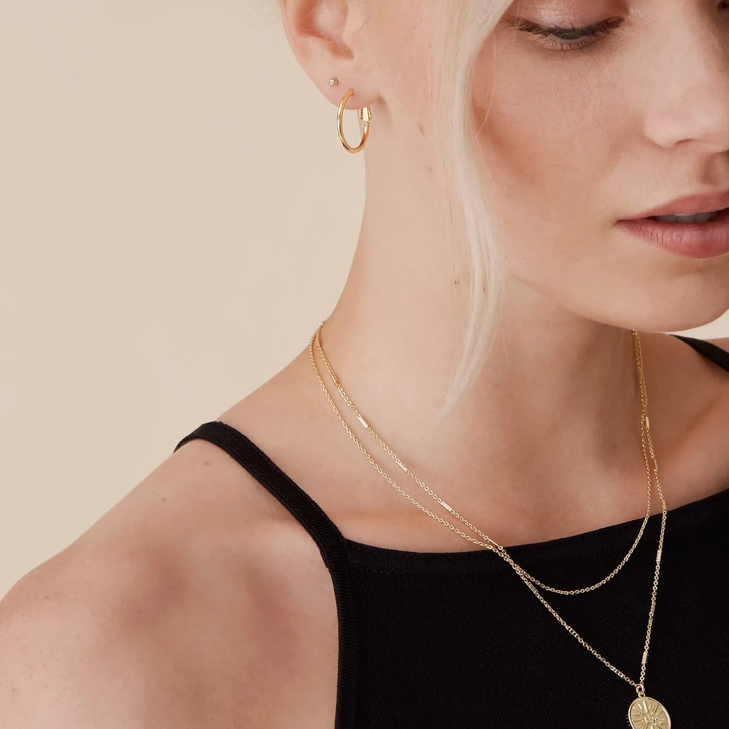 PAVOI 14K Gold Plated Sterling Silver Post Hoops | Large Hoops Earring | Lightwight Gold Hoop Earrings for Women