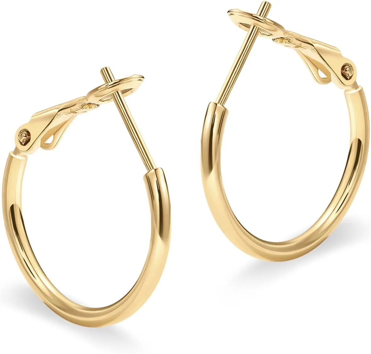 PAVOI 14K Gold Plated Sterling Silver Post Hoops | Large Hoops Earring | Lightwight Gold Hoop Earrings for Women