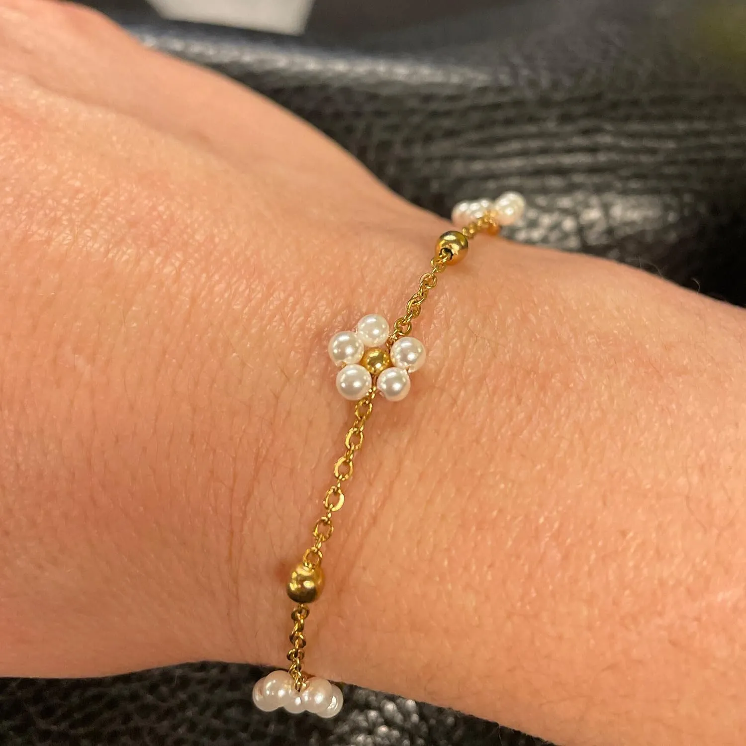 Pearl Bracelet-14K Gold Filled Pear Bracelets for women 6.5 2