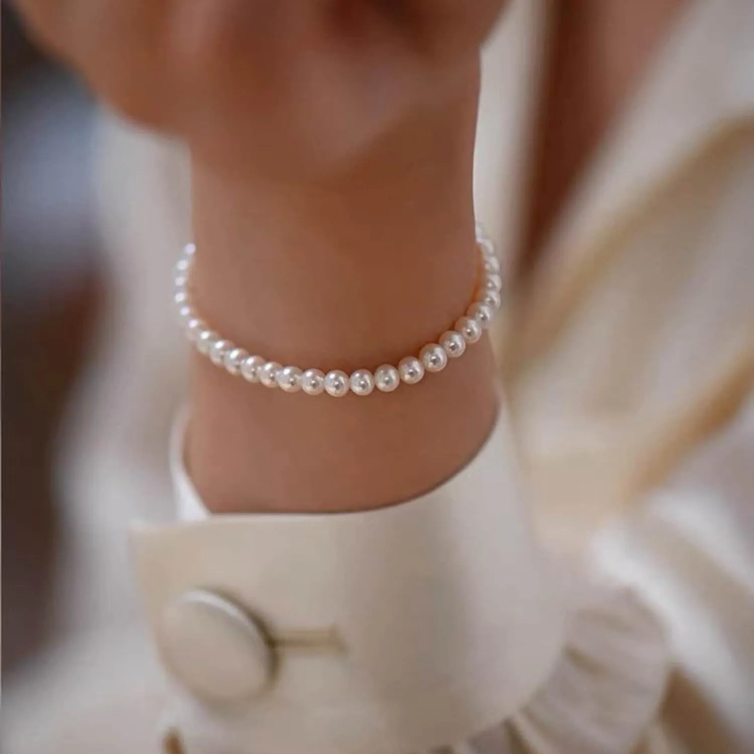 Pearl Bracelet-14K Gold Filled Pear Bracelets for women 6.5 2