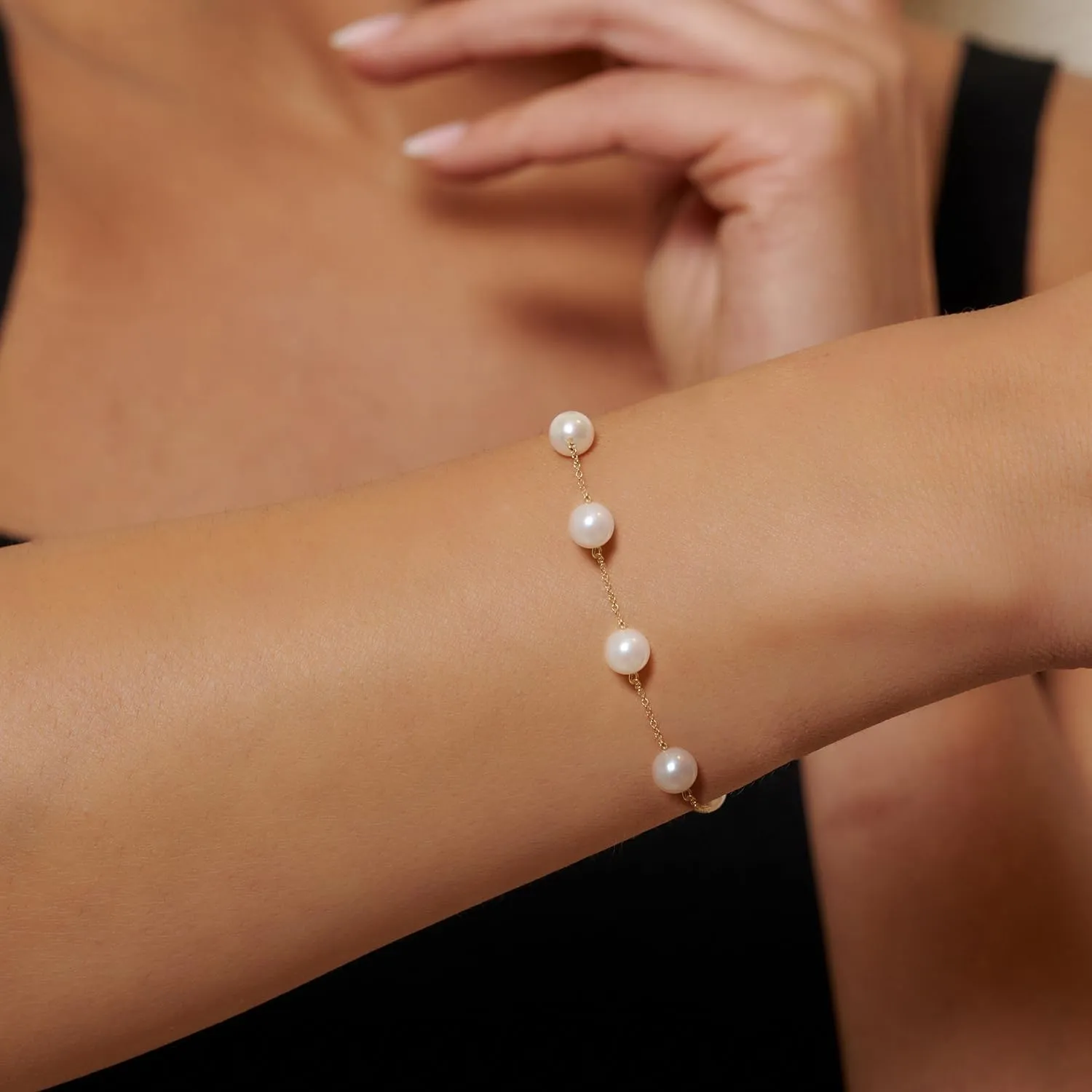 Pearl Bracelet-14K Gold Filled Pear Bracelets for women 6.5 2